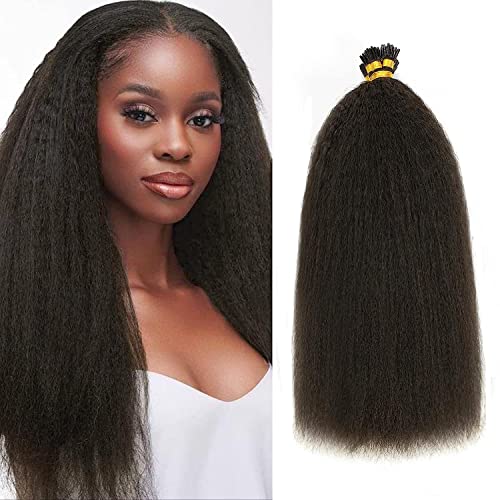 I-Tip Echthaarverlängerungen aus Echthaar, Kaltfusion, gelockt, glatt, für schwarze Frauen, natürliche Haarverlängerungen mit schwarzen I-Tipps I-Tip Echthaarverlängerungen aus Echthaar, Kaltfusion, gelockt, glatt, für schwarze Frauen, natürliche Haarverlängerungen mit schwarzen I-Tipps von Loxxy