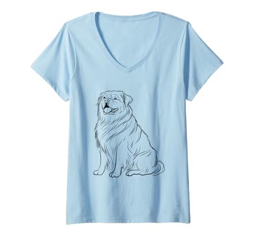 Damen Majestätische Hunde-Illustration T-Shirt mit V-Ausschnitt Damen Majestätische Hunde-Illustration T-Shirt mit V-Ausschnitt von Loyal Companion Canine Furry Friend Illustration