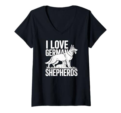 Damen I Love German Shepherds Treuer Begleiter Stolz T-Shirt mit V-Ausschnitt Damen I Love German Shepherds Treuer Begleiter Stolz T-Shirt mit V-Ausschnitt von Loyal German Shepherd Enthusiast Love