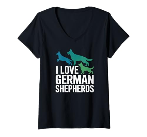 Damen Ich Liebe Deutsche Schäferhunde und Hundeliebhaber T-Shirt mit V-Ausschnitt Damen Ich Liebe Deutsche Schäferhunde und Hundeliebhaber T-Shirt mit V-Ausschnitt von Loyal German Shepherd Enthusiasts