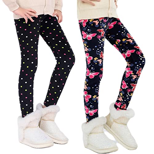 Loyboon 2 Pack Mädchen Winter Fleece gefütterte Leggings Kinder Kleinkind Dicke Strumpfhosen Hosen von Loyboon