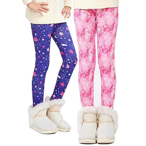 Loyboon 2 Pack Mädchen Winter Fleece gefütterte Leggings Kinder Kleinkind Dicke Strumpfhosen Hosen von Loyboon