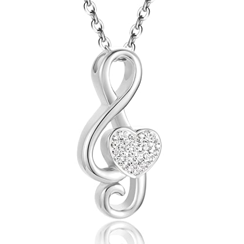 Loybora Urnen-Halskette mit Musiknoten-Urne für Asche, Gedenkschmuck für verstorbene Verwandte, Erinnerungsschmuck, Edelstahl, Schmuck für einen geliebten Menschen, Edelstahl, Strass von Loybora
