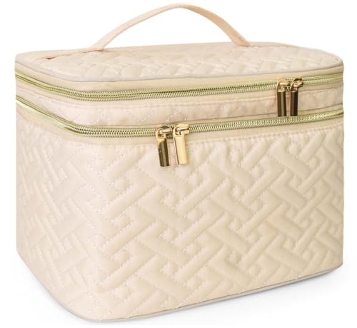 Loyzcy Kosmetiktasche Damen Groß Reise wasserdichte Make-up Tasche Doppellagig mit Pinselfach Schminktasche Tragbar Weiß Loyzcy Kosmetiktasche Damen Groß Reise wasserdichte Make-up Tasche Doppellagig mit Pinselfach Schminktasche Tragbar Weiß von Loyzcy