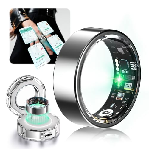 Lozltx Smart Ring Android【JZ5.0-Chip & 0% Messfehler-SGS Zertifiziert】 Smartring Fitness Ring- 22-Sprachen-Support Smartringe für Damen & Herren-Silbrig #12 von Lozltx