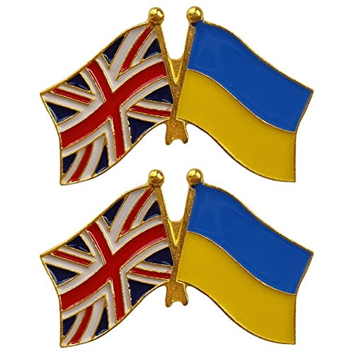 Anstecknadel Mit Britischer Ukrainischer Flagge – 2 Stück Freundschaftsflaggenabzeichen Der Britischen Ukraine, Unterstützung Der Ukraine-knopfbrosche Für Feiern, Sportveranstaltungen von Lpitoy