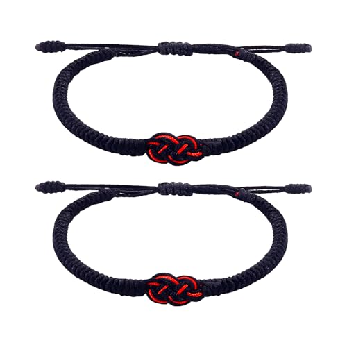 2PCS Pärchen Armband, Handgestricktes Freundschaftsarmbänder Matching Armbänder Adjustable Rope Armbänder Personalisierte Partner Armbänd Für beste Freunde Schwestern Frauen Männer, Schwarz von Lpolkvemelh