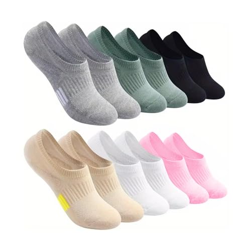 6 Paar Sneaker Socken Damen 35-38 39-42, Laufsocken Unsichtbare mit Rutschfest Silikon Kurze Socken Unsichtbar Atmungsaktive Füßlinge Baumwolle Sportsocken Geschenke für Frauen Weiß Schwarz Bunt von Lpolkvemelh