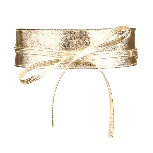 Lpolkvemelh Damen-Gürtel, Fashion Gürtel Breiter Leder Taillengürtel Damen Kunstleder Cinch Klassischer Taillengürtel Breiter Stilvolles Accessoire für Elegante Outfits und Betonte Taille (Gold) von Lpolkvemelh
