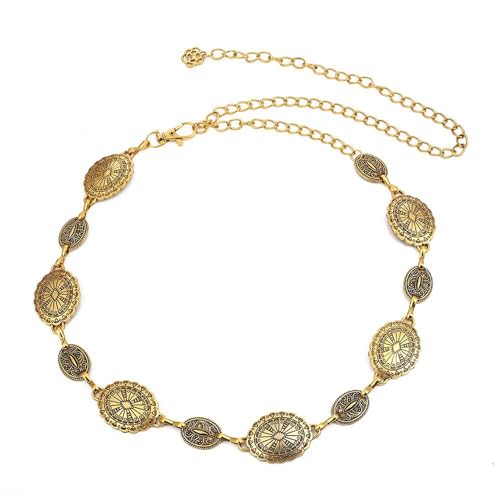 Metall Kettengürtel, Taillenkette Gold Frauen Boho Kette Gürtel Damen Taillenkettengürtel Mode Einfacher Gürtel Im Kettenstil Verstellbarer Accessoires Chain Belt Taille für Kleider und Jeans von Lpolkvemelh