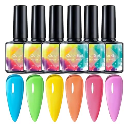 Lpoppcx Gel Nagellack Set 8ml 6 Stück,Jelly Nagelgel für Salon - Fluoreszierender Schnelltrocknender Lack Für Hochzeit Feiertag Party Alltag Formell Zuhause Pendeln Frauen Ehefrau Freundinnen Lpoppcx Gel Nagellack Set 8ml 6 Stück,Jelly Nagelgel für Salon - Fluoreszierender Schnelltrocknender Lack Für Hochzeit Feiertag Party Alltag Formell Zuhause Pendeln Frauen Ehefrau Freundinnen von Lpoppcx