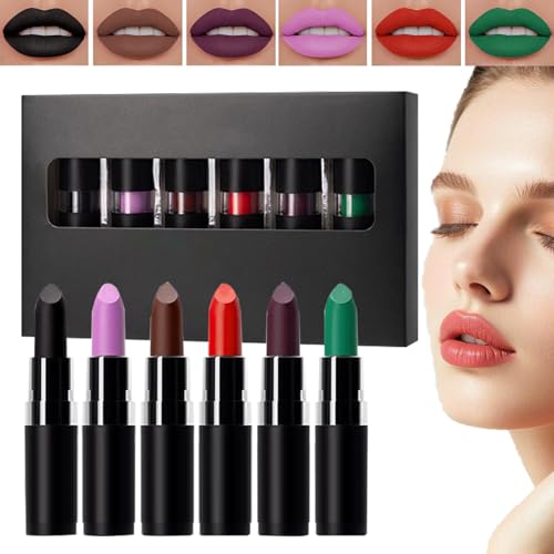 Lpoppcx Lippenfarbe Set Für Cosplay - Dunkle Schwarz Aufbaubare Lippenfarbe - Pflegendes Halloween Lippenstift Set für Maskenbälle & Unterwegs von Lpoppcx