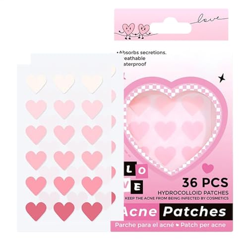 Heart Pimple Patches, 36 x Zits Concealer Patch, Cute Hydrocolloid Dots, Helps Protect Zits, Safe To Use, Gentle On Skin, Convenient, 13.4x7.3cm, For Face, Pickel And Blemishes von Lpsdssre