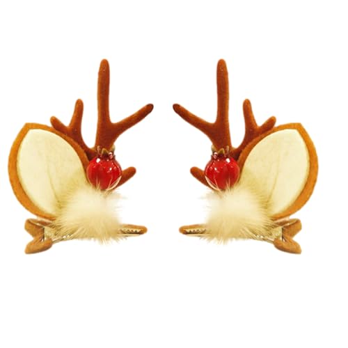 Lpsdssre Rentier-Geweih-Haarspangen, Rentier-Clips | 2x süße Haarnadeln mit Rentiergeweih für Mädchen,Cartoon-Urlaubs-Haarschmuck, Damen-Kopfbedeckung für Erwachsene von Lpsdssre