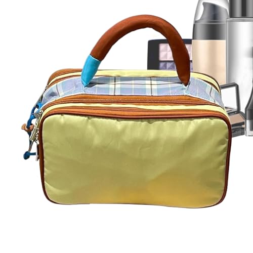Plaidkontrastierende Make-up-Beutel, Reisetoppelsack, tragbare kosmetische Beutel, Mehrzwecklager, Leicht und reisefreundlich, ideal für Männer und Frauen von Lpsdssre