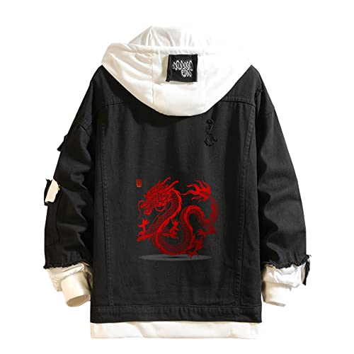 Lpstop Chinesischer Drache-Hoodie Jacke im Drachen-handgezeichneten Stil Leichte Hoodies mit Tierdruck für Männer Frauen von Lpstop