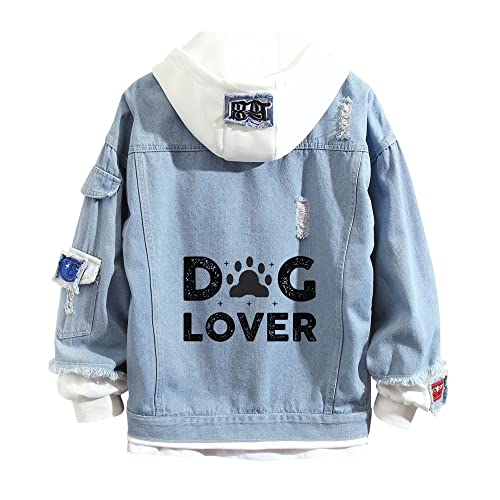 Lpstop Tier Kapuzenpullover Jeansjacke mit Katze-Hund-Print Pullover-Sweatshirt Grafik Hoodie für Teen Erwachsene von Lpstop