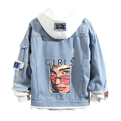 Teen Girls Denim Hoodies Blaue Jeansjacke Mädchen mit Style Jeansjacke Y2K Fashion Hoodie für Frauen von Lpstop