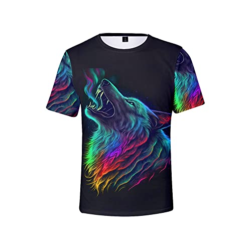 Wolf Shirt Wolf 3D Print T-Shirt Kurzarm Rundhals Freizeit T-Shirt für Damen Herren von Lpstop