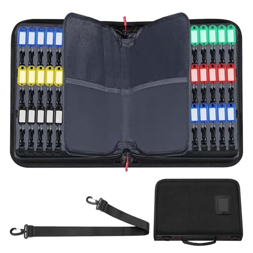 Tragbares Schlüsseltasche, Schlüssel Organizer mit Reißverschluss, Wasserdichter und Feuerfester Schlüsseletui mit 54 Haken und Bunten Schlüsselanhängern, Key Organizer für Büros, Hotels (Schwarz) Tragbares Schlüsseltasche, Schlüssel Organizer mit Reißverschluss, Wasserdichter und Feuerfester Schlüsseletui mit 54 Haken und Bunten Schlüsselanhängern, Key Organizer für Büros, Hotels (Schwarz) von Lrawioallgn