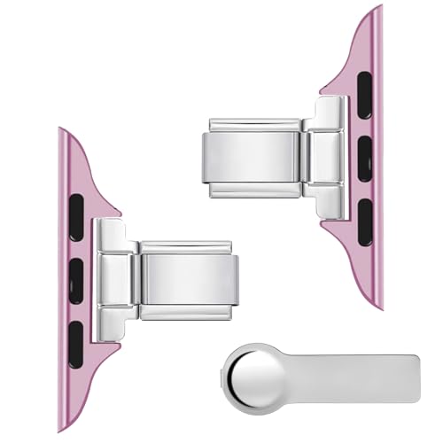 Charm-Verbinder aus Edelstahl zur Verwendung mit der Apple Watch, Charm-Armbandverbinder im italienischen Stil für Damen, kompatibel mit der I Watch 38–49 mm (Pink, 44/45/46/49mm) von Lrioehny