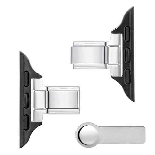 Charm-Verbinder aus Edelstahl zur Verwendung mit der Apple Watch, Charm-Armbandverbinder im italienischen Stil für Damen, kompatibel mit der I Watch 38–49 mm (Schwarz, 38/40/41/42mm) von Lrioehny