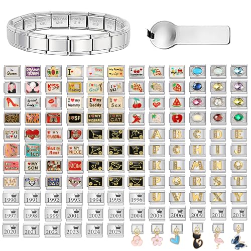 Individuelles Italian Charm Bracelet, 10 Personalisierte Charms, Italienisches Bettelarmband Für Apple Watch, Mit Werkzeug, Für Frauen, Mama, Papa, MäNner, Freunde, Familie Individuelles Italian Charm Bracelet, 10 Personalisierte Charms, Italienisches Bettelarmband Für Apple Watch, Mit Werkzeug, Für Frauen, Mama, Papa, MäNner, Freunde, Familie von Lrioehny
