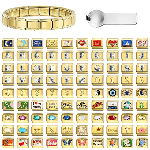 Italienisches Bettelarmband-set In Gold, 10 Personalisierte Anhänger mit Werkzeug, Italienisches Bettelarmband für Apple Watch, 9 mm Modulare Italienische Bettelarmbandglieder Italienisches Bettelarmband-set In Gold, 10 Personalisierte Anhänger mit Werkzeug, Italienisches Bettelarmband für Apple Watch, 9 mm Modulare Italienische Bettelarmbandglieder von Lrioehny