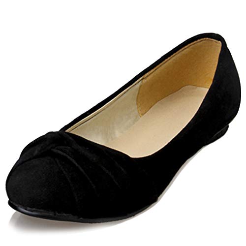 Damen Flach Ballet, Schuhe Solid mit Bogen Schuhe Ohne Verschluss Runde Zehen 125 Schwarz Gr 54 EU von Lroey Reoly