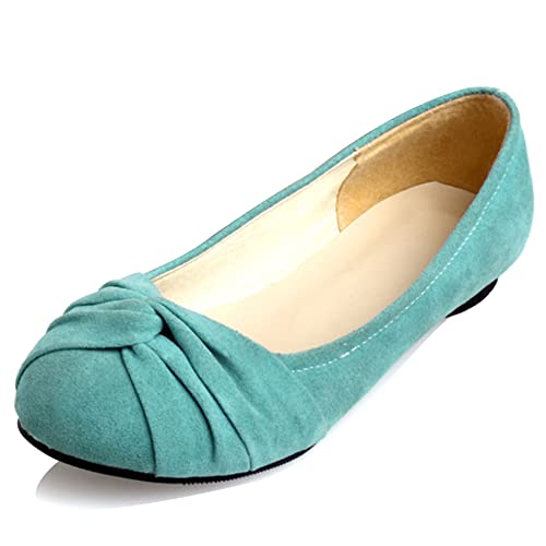 Damen Flache Ballettschuhe, Flache Pumpe Runde Zehen Ohne Verschluss Daily Schuhe Bogen Klassische Faqhmq Blau Gr 39 EU von Lroey Reoly