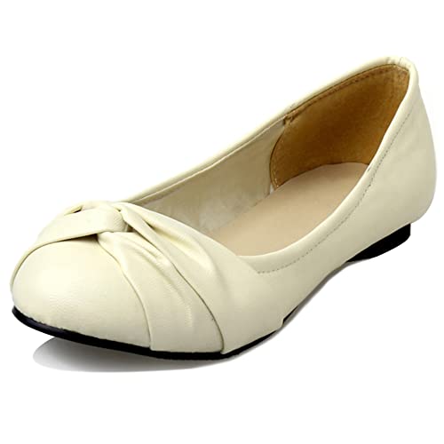 Damen Flache Ballettschuhe, Flache Pumpe Runde Zehen Ohne Verschluss Daily Schuhe Bogen Komfort Thlwax Beige Gr 34 EU von Lroey Reoly