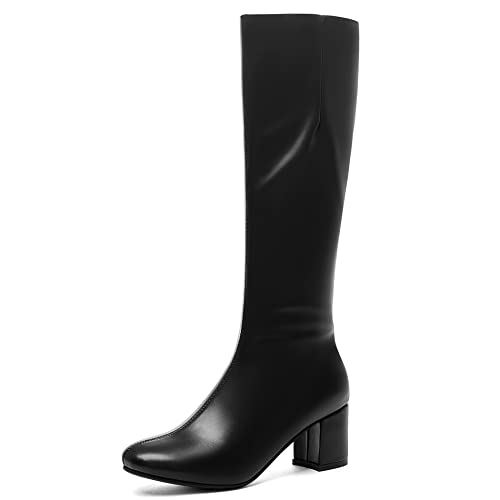 Damen Hohe Stiefel mit Blockabsatz, Anzugstiefel Elegant Zip Overknees Stiefel Mitte Absatz Runde Zehen Winterstiefel 303 Schwarz Gr 34 EU Damen Hohe Stiefel mit Blockabsatz, Anzugstiefel Elegant Zip Overknees Stiefel Mitte Absatz Runde Zehen Winterstiefel 303 Schwarz Gr 34 EU von Lroey Reoly