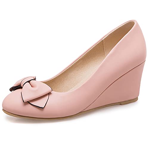Damen Kleiderpumps, Pump Keilabsatz Süß Party Schuhe Mitte Absatz Runde Zehen Bogen Pink Gr 40 EU Damen Kleiderpumps, Pump Keilabsatz Süß Party Schuhe Mitte Absatz Runde Zehen Bogen Pink Gr 40 EU von Lroey Reoly