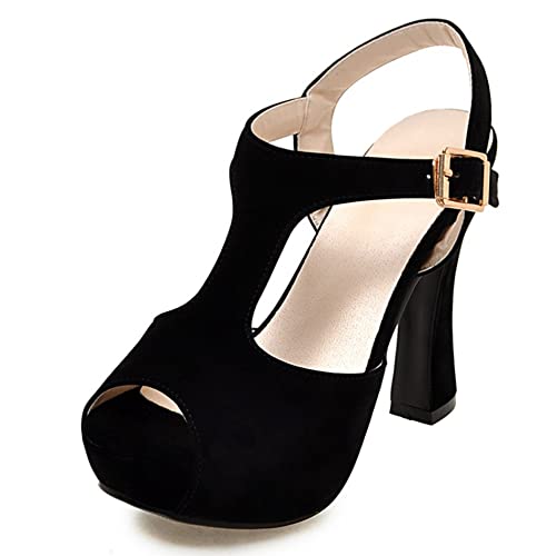 Damen Sandale mit Absatz, Sandalen Peep Toe Elegant Louis XV Absatz Abendschuhe mit Plateau Schnalle T-Spange 108 Schwarz Gr 43 EU Damen Sandale mit Absatz, Sandalen Peep Toe Elegant Louis XV Absatz Abendschuhe mit Plateau Schnalle T-Spange 108 Schwarz Gr 43 EU von Lroey Reoly