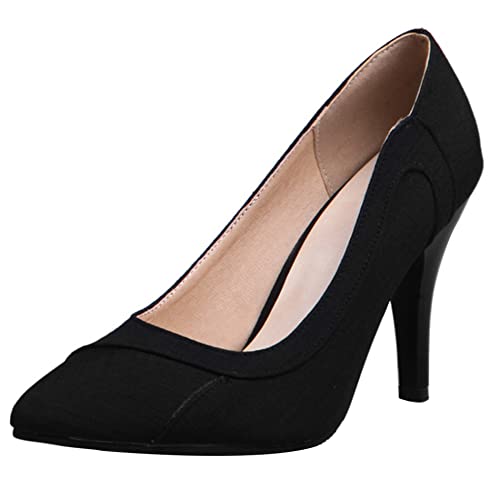 Damen Stiletto Pumps, Höhe Ferse Pumpe Pointed Toe Ohne Verschluss Abendschuhe Elegant Lqfsil Schwarz Gr 54 EU von Lroey Reoly