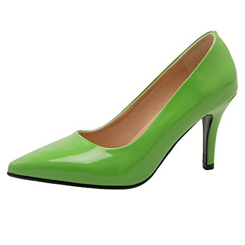 Damen Stiletto Pumps, Höhe Ferse Pumpe Pointed Toe Ohne Verschluss Kleid Pumps Simple Party Schuhe Apphds Grün Gr 36 EU Damen Stiletto Pumps, Höhe Ferse Pumpe Pointed Toe Ohne Verschluss Kleid Pumps Simple Party Schuhe Apphds Grün Gr 36 EU von Lroey Reoly