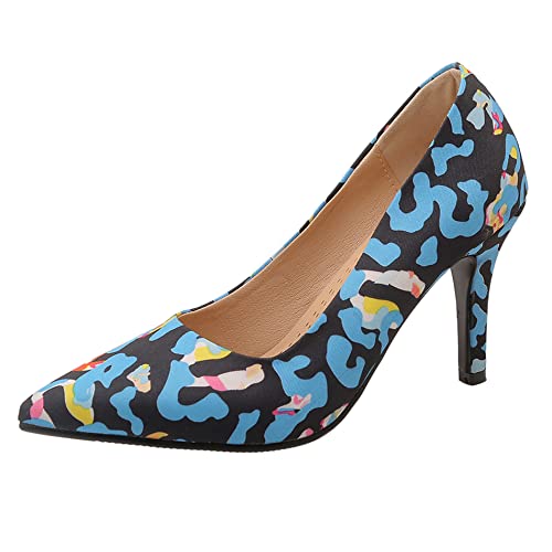 Damen Stiletto Pumps, Höhe Ferse Pumpe Pointed Toe Ohne Verschluss Kleid Pumps Simple Party Schuhe Vkbwoq Multi-Blau Gr 39 EU von Lroey Reoly