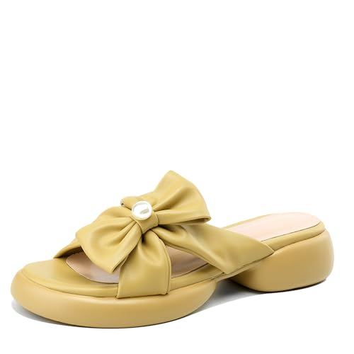 Lroey Reoly Damen Block Mitte Absatz Mules Runde Zehen Daily Schuhe Ls1003 Gelb Gr 41 EU Lroey Reoly Damen Block Mitte Absatz Mules Runde Zehen Daily Schuhe Ls1003 Gelb Gr 41 EU von Lroey Reoly