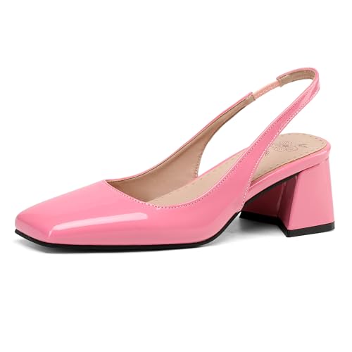 Lroey Reoly Damen Block Mitte Absatz Sandals Square Toe Daily Schuhe Ls859 Rose-Rot Gr 40 EU von Lroey Reoly