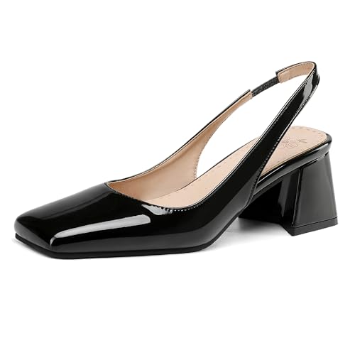 Lroey Reoly Damen Block Mitte Absatz Sandals Square Toe Daily Schuhe Ls859 Schwarz Gr 36 EU von Lroey Reoly