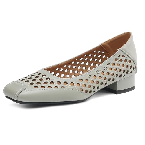 Lroey Reoly Damen Block Mitte Absatz Sandals Square Toe Daily Schuhe Ls971 Grau Gr 41 EU von Lroey Reoly