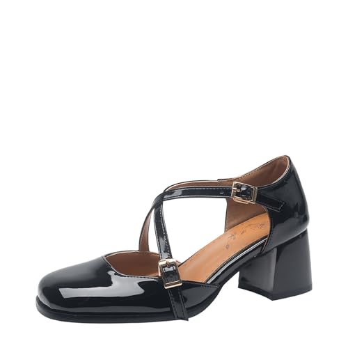 Lroey Reoly Damen Block Mitte Absatz Sandals Square Toe Party Schuhe Ls822 Schwarz Gr 37 EU Lroey Reoly Damen Block Mitte Absatz Sandals Square Toe Party Schuhe Ls822 Schwarz Gr 37 EU von Lroey Reoly
