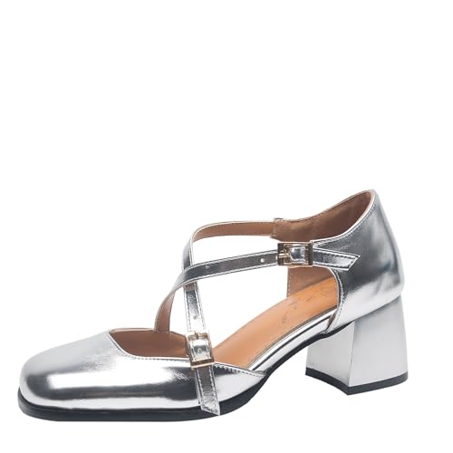 Lroey Reoly Damen Block Mitte Absatz Sandals Square Toe Party Schuhe Ls822 Silber Gr 33 EU Lroey Reoly Damen Block Mitte Absatz Sandals Square Toe Party Schuhe Ls822 Silber Gr 33 EU von Lroey Reoly