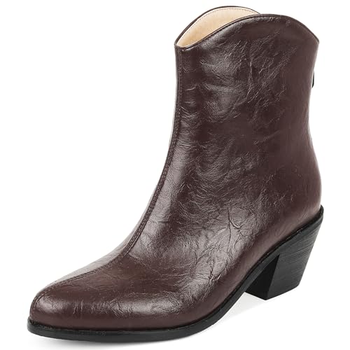 Lroey Reoly Damen Block Mitte Absatz Stiefeletten Almond Toe Cowboy Dx956 Braun Gr 46 EU von Lroey Reoly