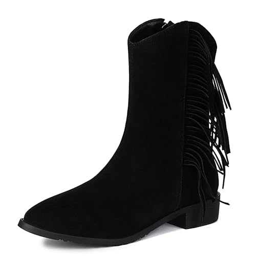 Lroey Reoly Damen Block Mitte Absatz Stiefeletten Runde Zehen Daily Dx940 Schwarz Gr 54 EU von Lroey Reoly