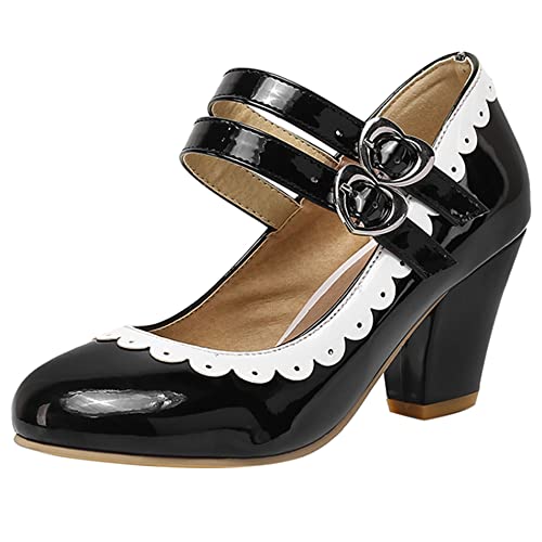 Lroey Reoly Damen Blockieren Ferse Mary Jane Schuhe, Höhe Ferse Pumpe Runde Zehen Schnalle Party Schuhe Blumes Mode Uhjxtv Schwarz Gr 32 EU Lroey Reoly Damen Blockieren Ferse Mary Jane Schuhe, Höhe Ferse Pumpe Runde Zehen Schnalle Party Schuhe Blumes Mode Uhjxtv Schwarz Gr 32 EU von Lroey Reoly