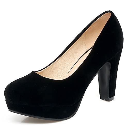 Lroey Reoly Damen Blockieren Fersenpumps, Höhe Ferse Pumpe Runde Zehen Ohne Verschluss Abendschuhe mit Plateau Mode Solid Schuhe Japvrx Schwarz Gr 33 EU Lroey Reoly Damen Blockieren Fersenpumps, Höhe Ferse Pumpe Runde Zehen Ohne Verschluss Abendschuhe mit Plateau Mode Solid Schuhe Japvrx Schwarz Gr 33 EU von Lroey Reoly