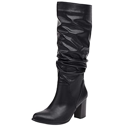 Lroey Reoly Damen Hohe Stiefel mit Blockabsatz, Anzugstiefel Höhe Ferse Pointed Toe Lockere Stiefel Ohne Verschluss 155 Schwarz Gr 42 EU Lroey Reoly Damen Hohe Stiefel mit Blockabsatz, Anzugstiefel Höhe Ferse Pointed Toe Lockere Stiefel Ohne Verschluss 155 Schwarz Gr 42 EU von Lroey Reoly