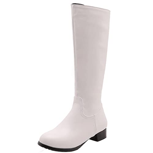 Lroey Reoly Damen Hohe Stiefel mit Blockabsatz, Reitstiefel Mitte Absatz Runde Zehen Boots Zip Reißverschlusss 074 Weiß-Hm Gr 41 EU Lroey Reoly Damen Hohe Stiefel mit Blockabsatz, Reitstiefel Mitte Absatz Runde Zehen Boots Zip Reißverschlusss 074 Weiß-Hm Gr 41 EU von Lroey Reoly