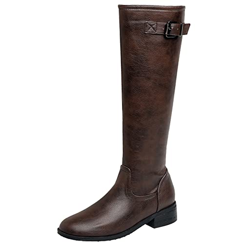 Lroey Reoly Damen Hohe Stiefel mit Blockabsatz, Reitstiefel Mitte Absatz Runde Zehen Retro Boots Zip 137 Braun Gr 44 EU Lroey Reoly Damen Hohe Stiefel mit Blockabsatz, Reitstiefel Mitte Absatz Runde Zehen Retro Boots Zip 137 Braun Gr 44 EU von Lroey Reoly